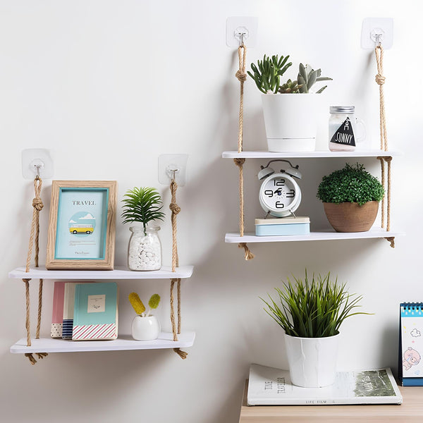 Double Hanging Rope Shelf