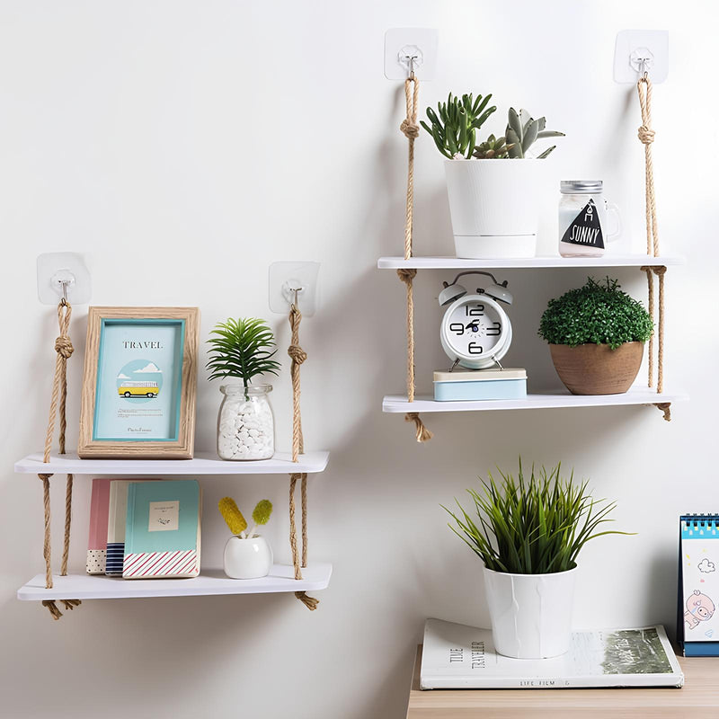 Double Hanging Rope Shelf
