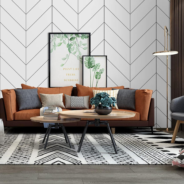 Modern Black and White Chevron Wallpaper