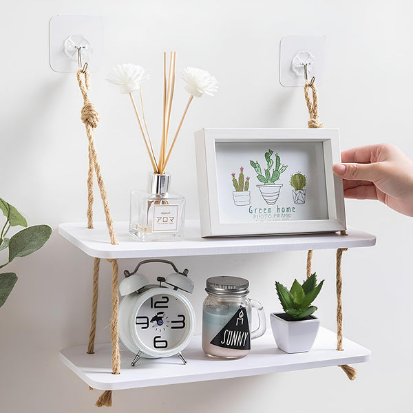 Double Hanging Rope Shelf