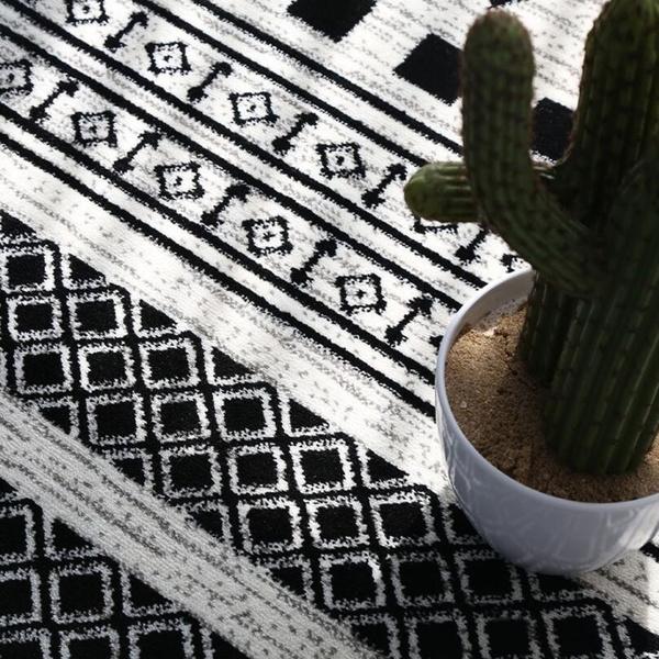 Black and White Boho Rug