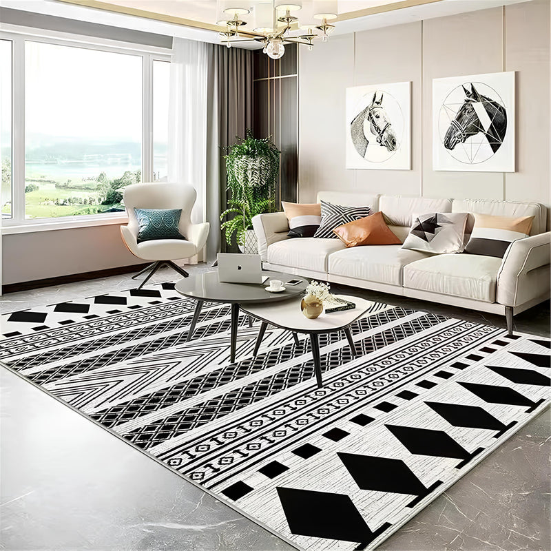 Black and White Boho Rug