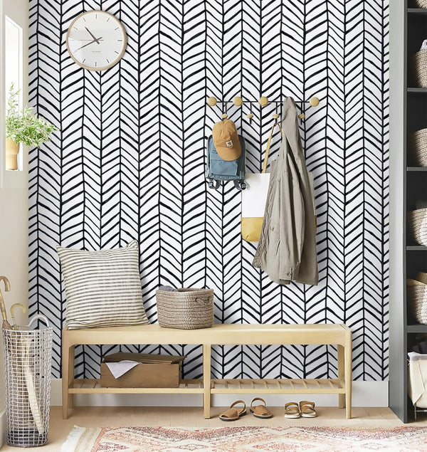 Boho Chic Black & White Wallpaper