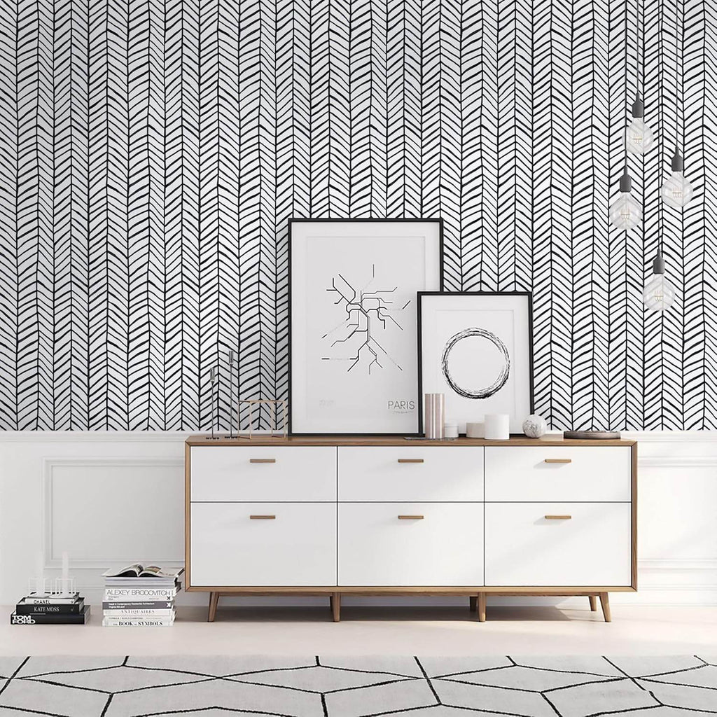 Boho Chic Black & White Wallpaper - Casaria