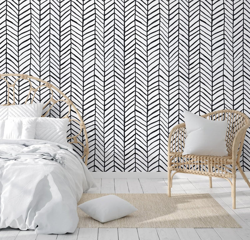 Boho Chic Black & White Wallpaper
