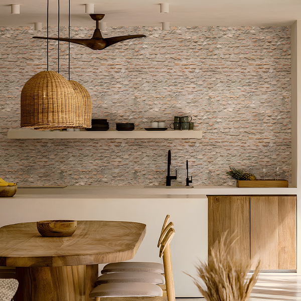 Vintage Stone Wall Wallpaper
