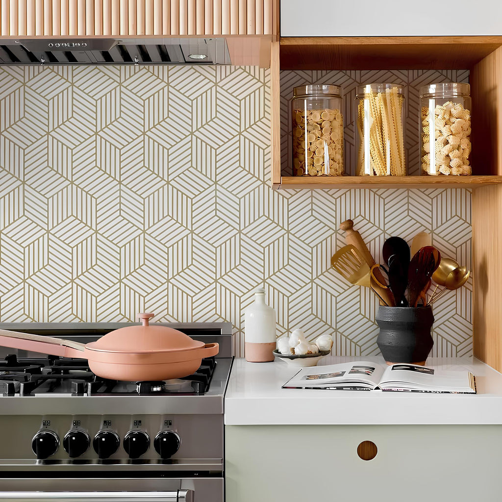 Gold Wallpaper Kitchen