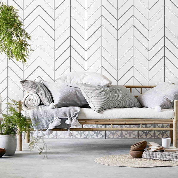 Modern Black and White Chevron Wallpaper