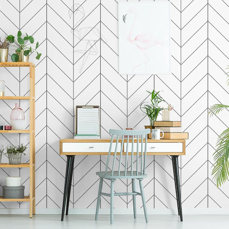 Modern Black and White Chevron Wallpaper