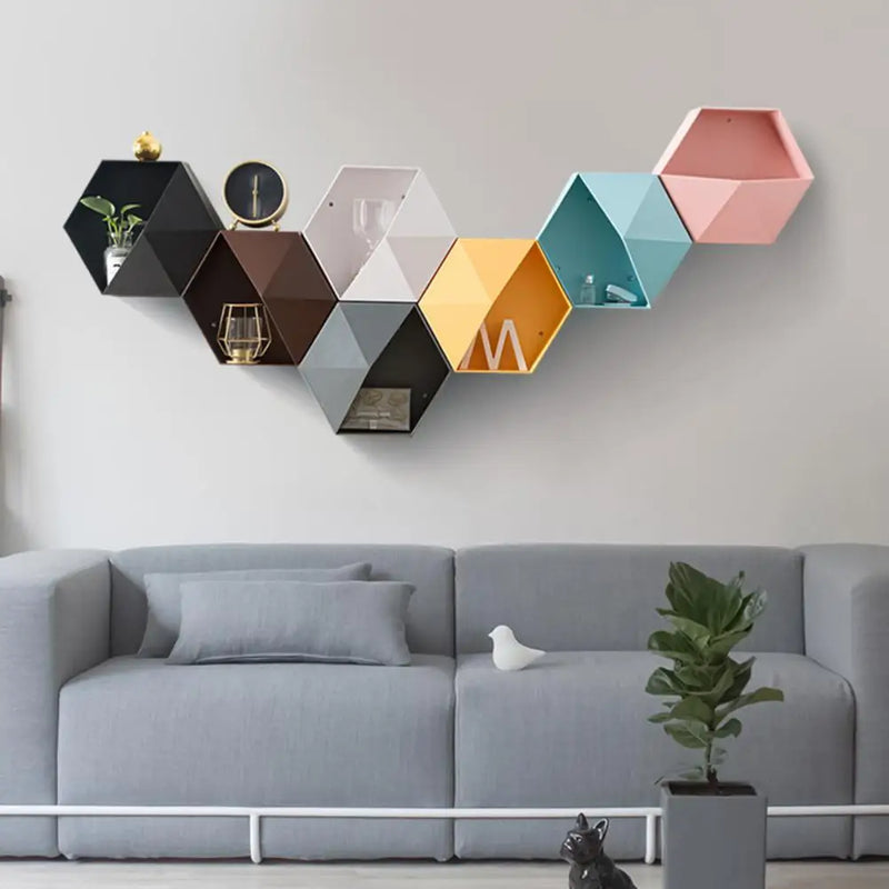Hexagon Wall Flowerpot DIY Decorative Creative Wall Hanging Flower Geometric Pot Garden Basket for Garden