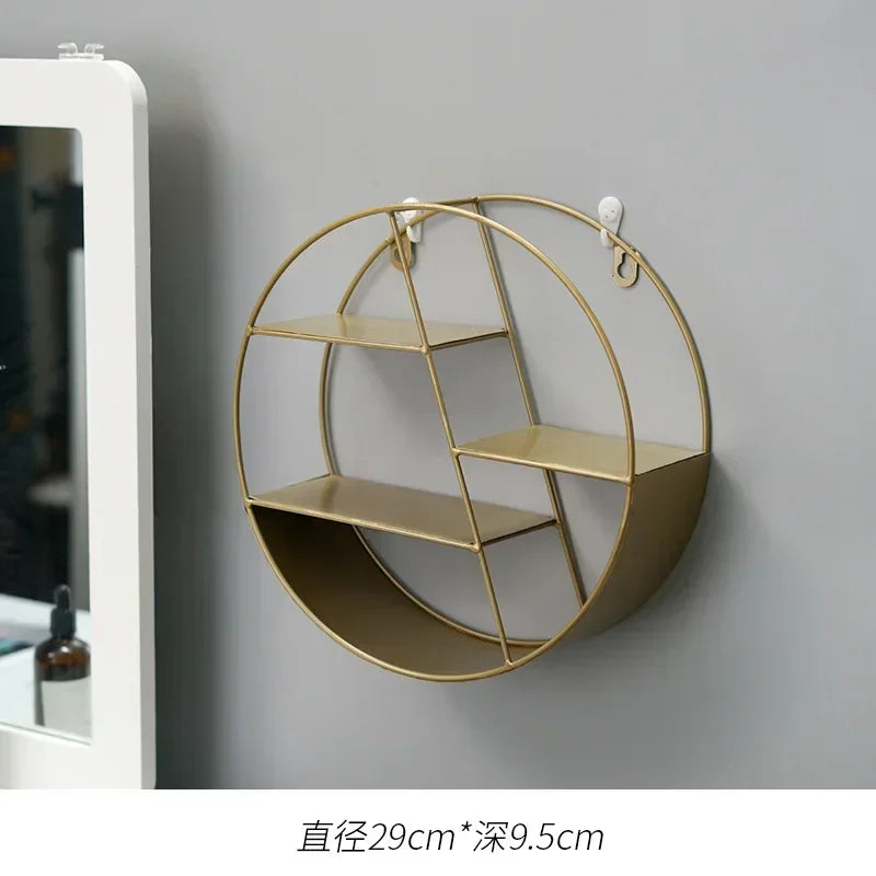 Creative Modern Home Round Wooden Wall Mount Flower Planter Book Storage Shelf Rack Potted Holder Stand Background Wall Decor
