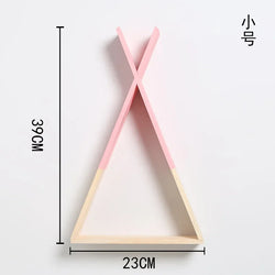 Triangle Wooden Shelf for Wall Decoration, Decorative Crafts, Storage Holder, Living Room, Kids Room