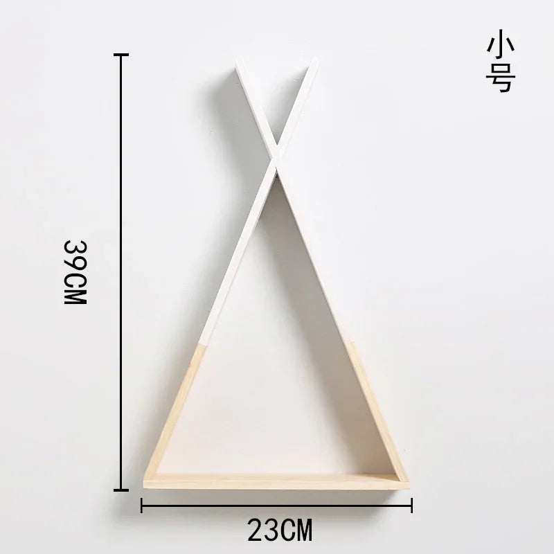 Triangle Wooden Shelf for Wall Decoration, Decorative Crafts, Storage Holder, Living Room, Kids Room