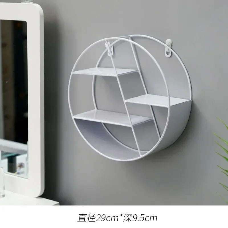 Creative Modern Home Round Wooden Wall Mount Flower Planter Book Storage Shelf Rack Potted Holder Stand Background Wall Decor