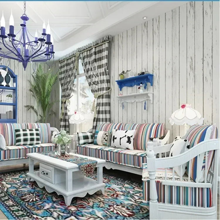 Retro Style White Wood Grain Mural Dormitory Furniture Self-adhesive Wallpaper Background Wall Stickers Decoration Materials