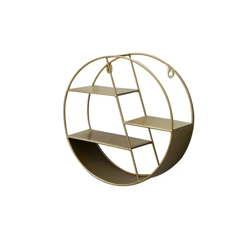 Creative Modern Home Round Wooden Wall Mount Flower Planter Book Storage Shelf Rack Potted Holder Stand Background Wall Decor