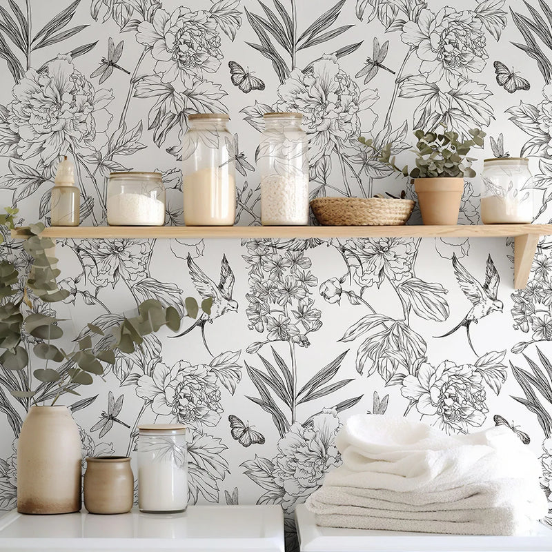 Floral Modern Wallpaper Waterproof Wear Resistant Wall Sticker Peel and Stick Self Adhesive Removable Home Decoration Wall Paper