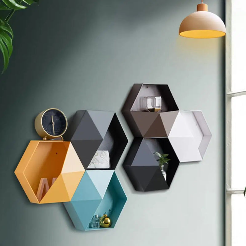 Hexagon Wall Flowerpot DIY Decorative Creative Wall Hanging Flower Geometric Pot Garden Basket for Garden