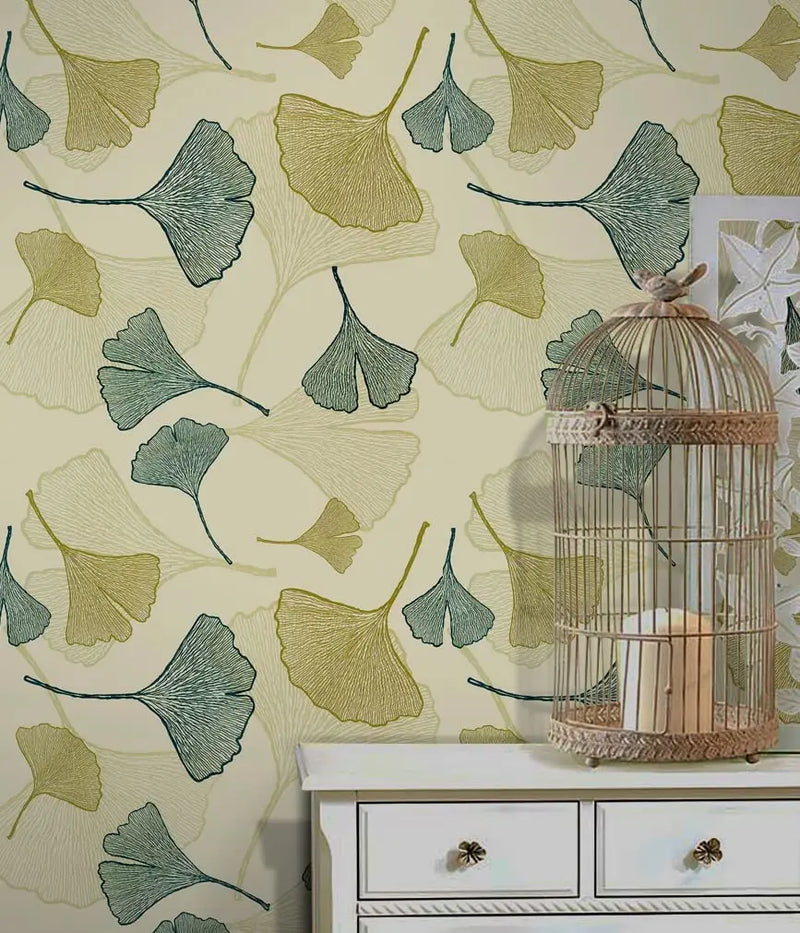 Ginkgo Leaf Peel and Stick Wallpaper Floral Leaves Removable Self Adhesive Vinyl Contact Paper Cabinets Furniture Crafts Accent