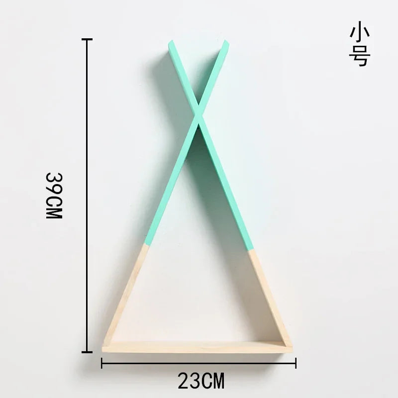 Triangle Wooden Shelf for Wall Decoration, Decorative Crafts, Storage Holder, Living Room, Kids Room