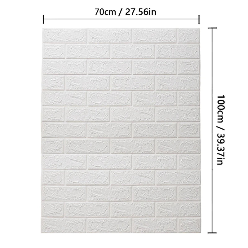 3D Self-Adhesive Wallpaper 70cm*1/5/10m Continuous Waterproof Brick Wall Stickers Living Room Bedroom Children's Room Home Decor