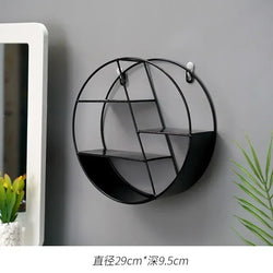 Creative Modern Home Round Wooden Wall Mount Flower Planter Book Storage Shelf Rack Potted Holder Stand Background Wall Decor