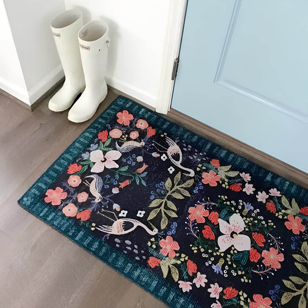 Dark Floral Area Rug - Casaria