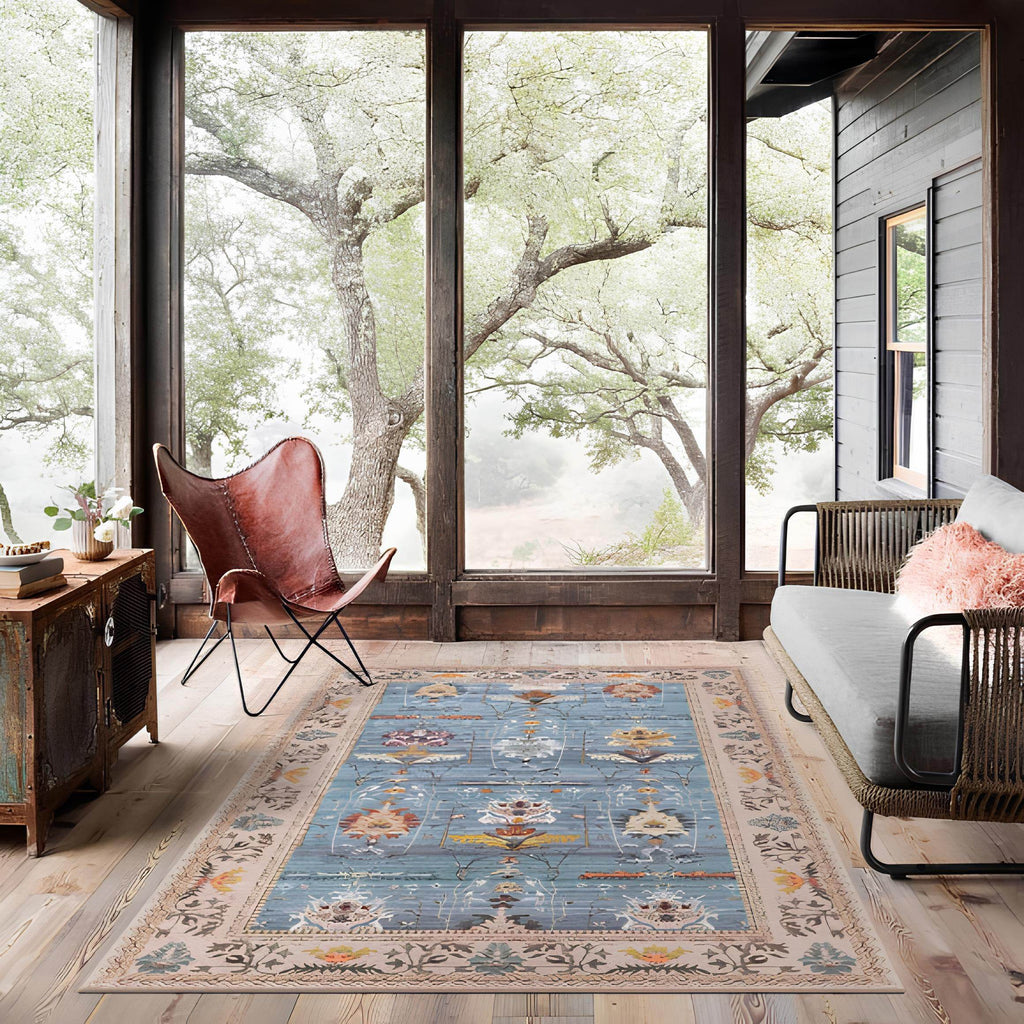Blue Oriental Area Rug - Casaria